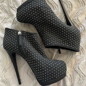 Giuseppe Zanotti “Eva” Felt Gray Studded Booties